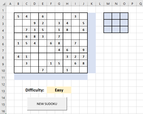 Sudoku Game in Excel