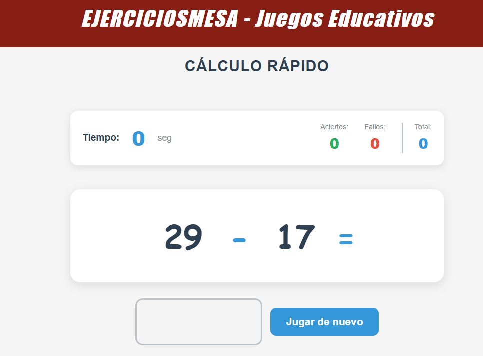 Juego Cálculo Rápido