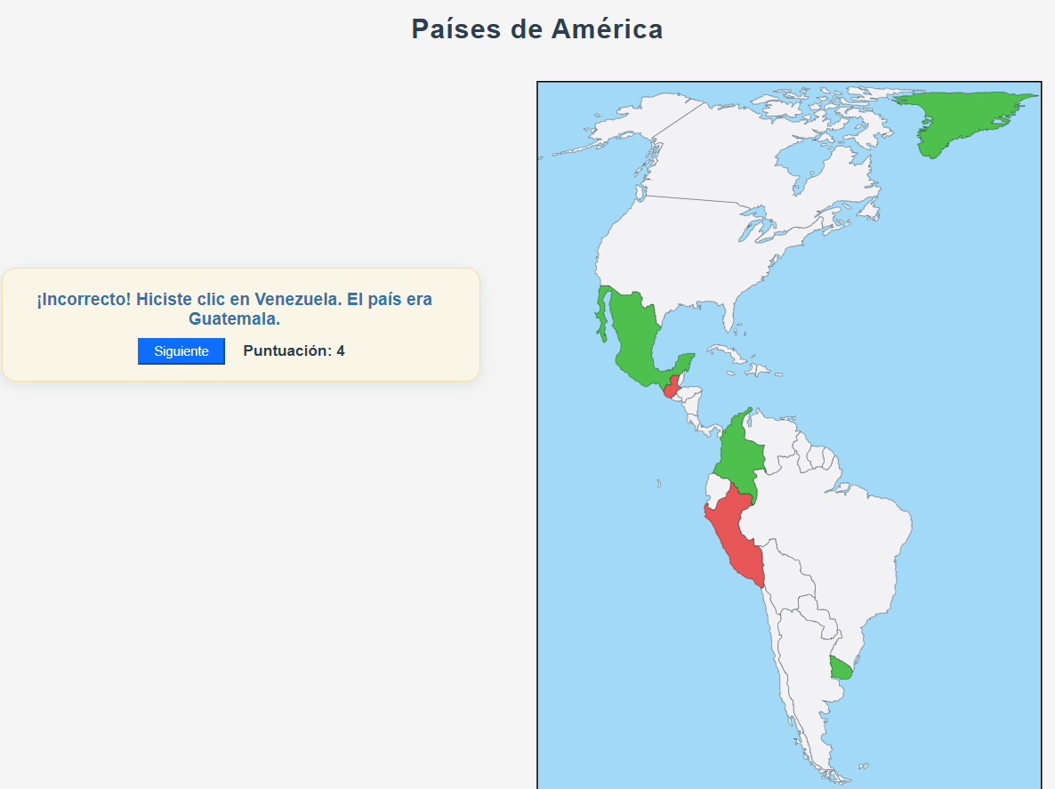 Juego Países de América